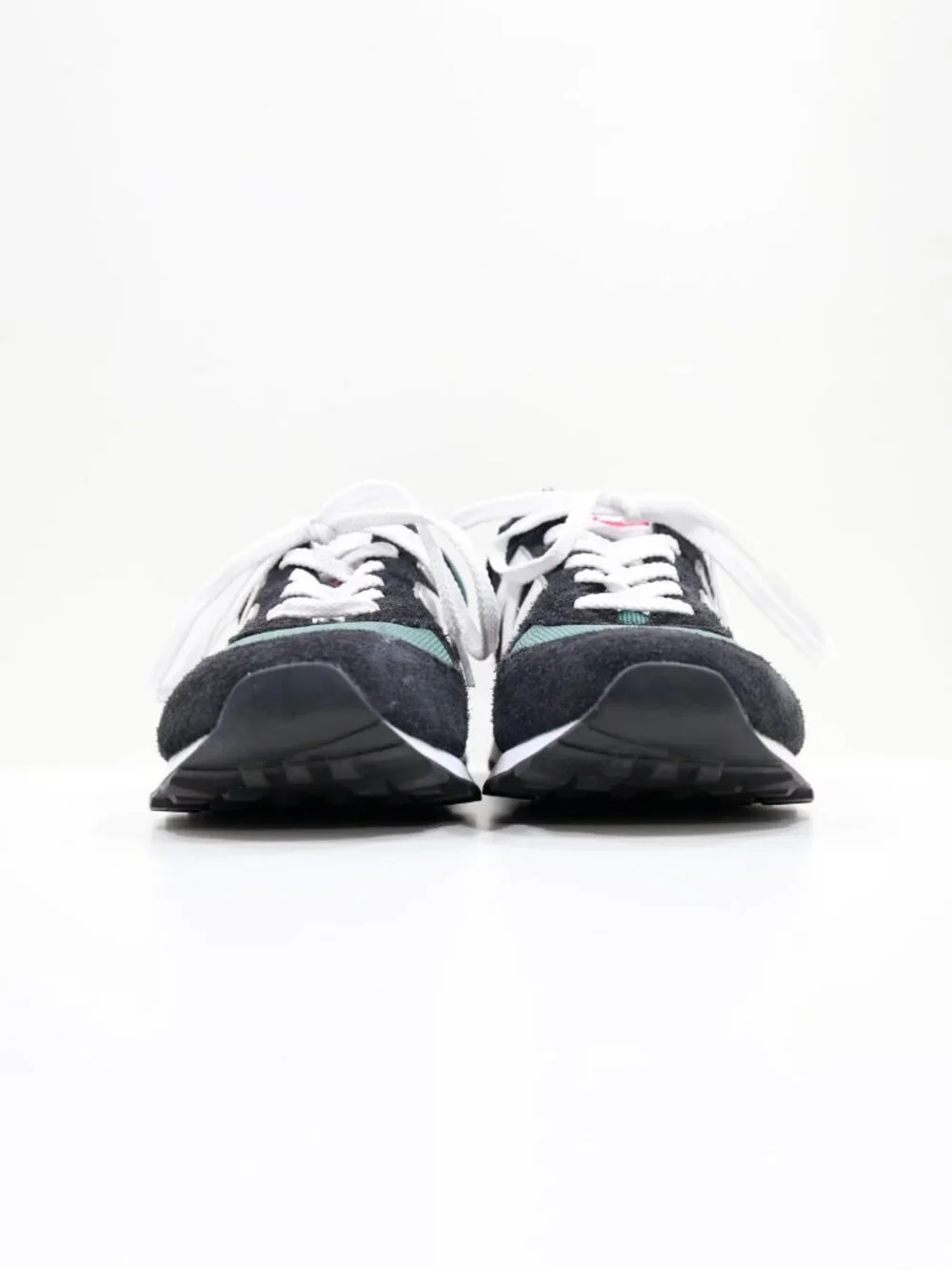 New Balance 574 Black Suede Green Mesh Low Top Sneakers - Women's 11.5